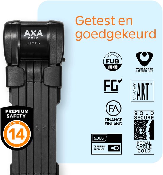 AXA Fold Ultra 90 - Vouwslot - Fietsslot - ART 2 - Voor elk type Fiets - Met Houder - 90 cm lang - Zwart - Ook voor Fatbike! van AXA — afbeelding 4