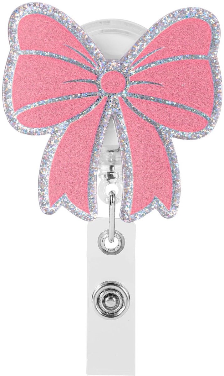 Dailygoods- Badge Reel Intrekbaar - Roze Strik - Schattige Badge