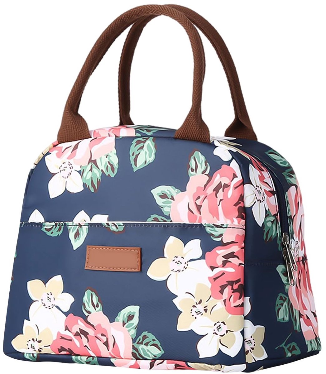 Dailygoods- Lunchtas Grote Inhoud - Geïsoleerd - Draagbaar - Bloemig - Robuust - 300D Oxford-doek - 28 x 16 x 21 cm - Koeltas