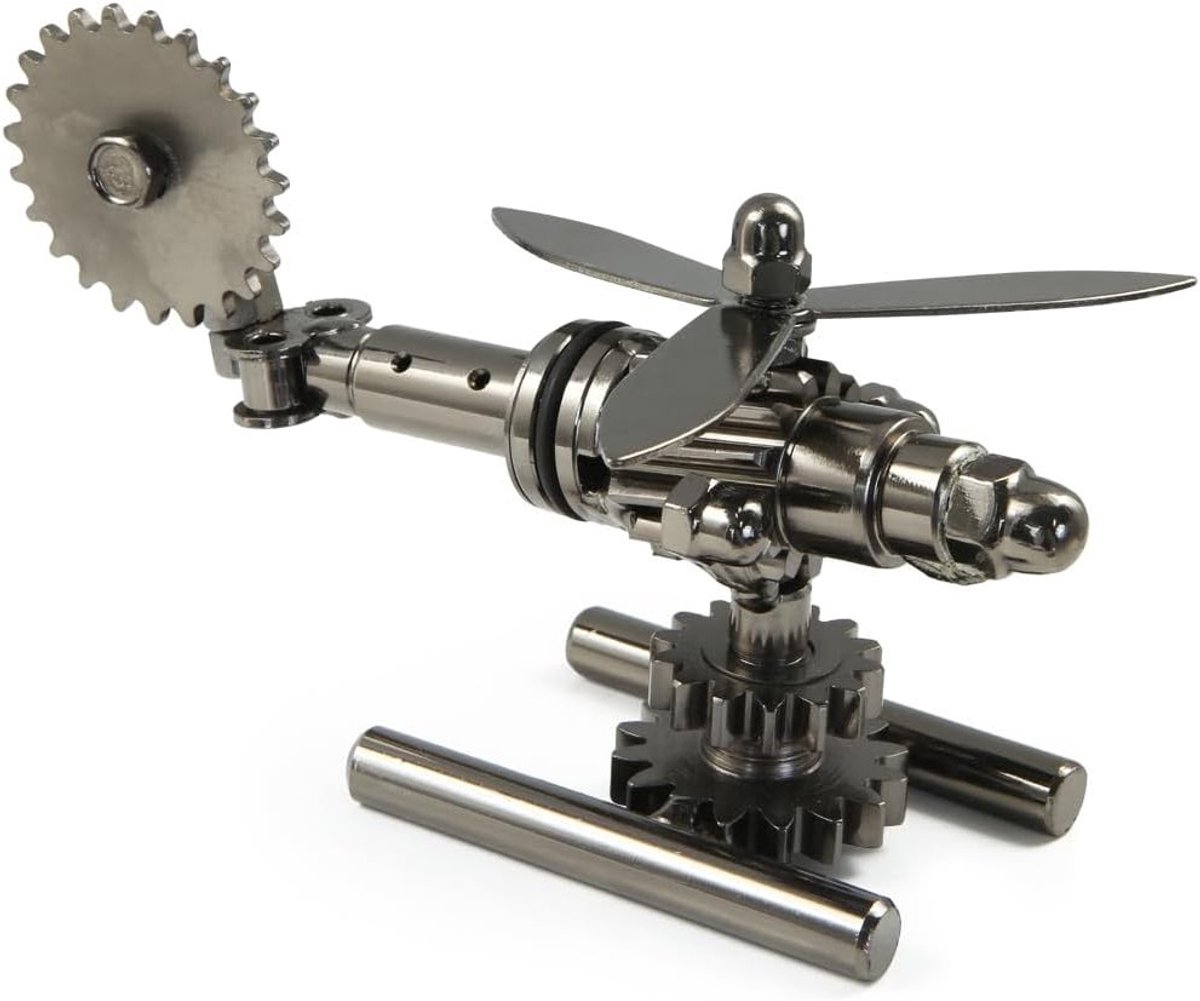 Retro IJzeren Helicopter Model - Creatieve Metaal Vliegtuig Sculptuur voor Kinderen, Vader en Mannen - Uniek Cadeau voor Verjaardag en Desk Decoratie