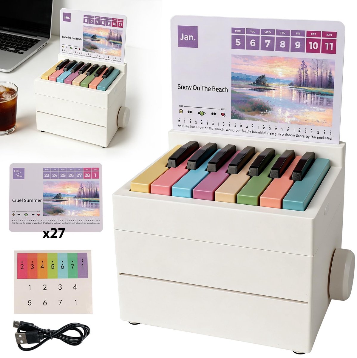 Dailygoods - Speelbare Pianokalender 2026 met 26 Muziekkaarten