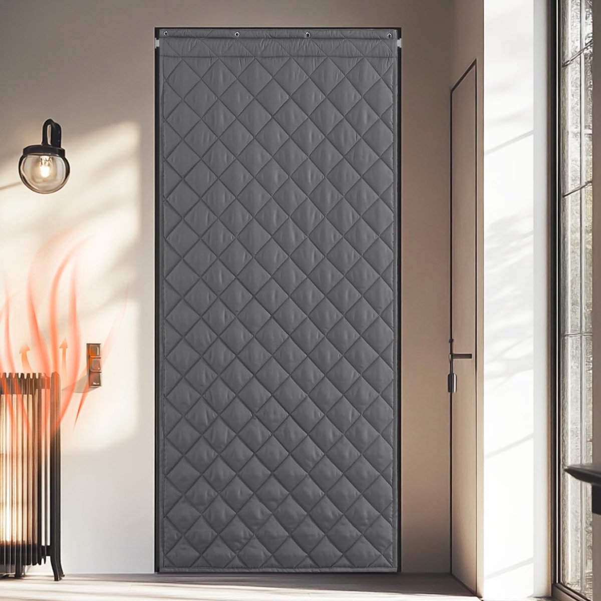 Dailygoods- Thermogordijn 100 x 210 cm - Bescherming tegen kou - Tochtstopper - Waterdicht - Katoenen vulling 220 g/m² - Energie-efficiënt - Deurgordijn