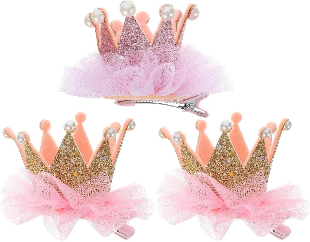 Haarspelden Meisjes - Prinses Clips - Feest Accessoires - Met Parel Decoratie - 3 Stuks