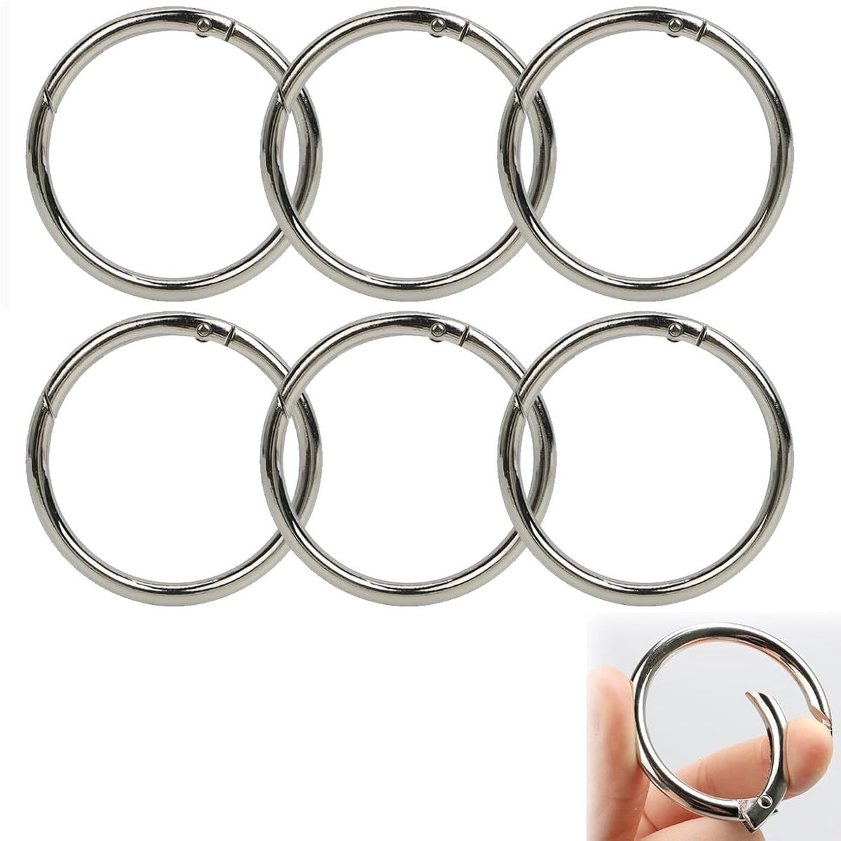 Dailygoods- Karabijnhaak Ronde 60 mm - Sleutelhanger Ring - Zinklegering - Grote Karabijnhaak - DIY Handwerk - Maximaal 1,5 kg Capaciteit