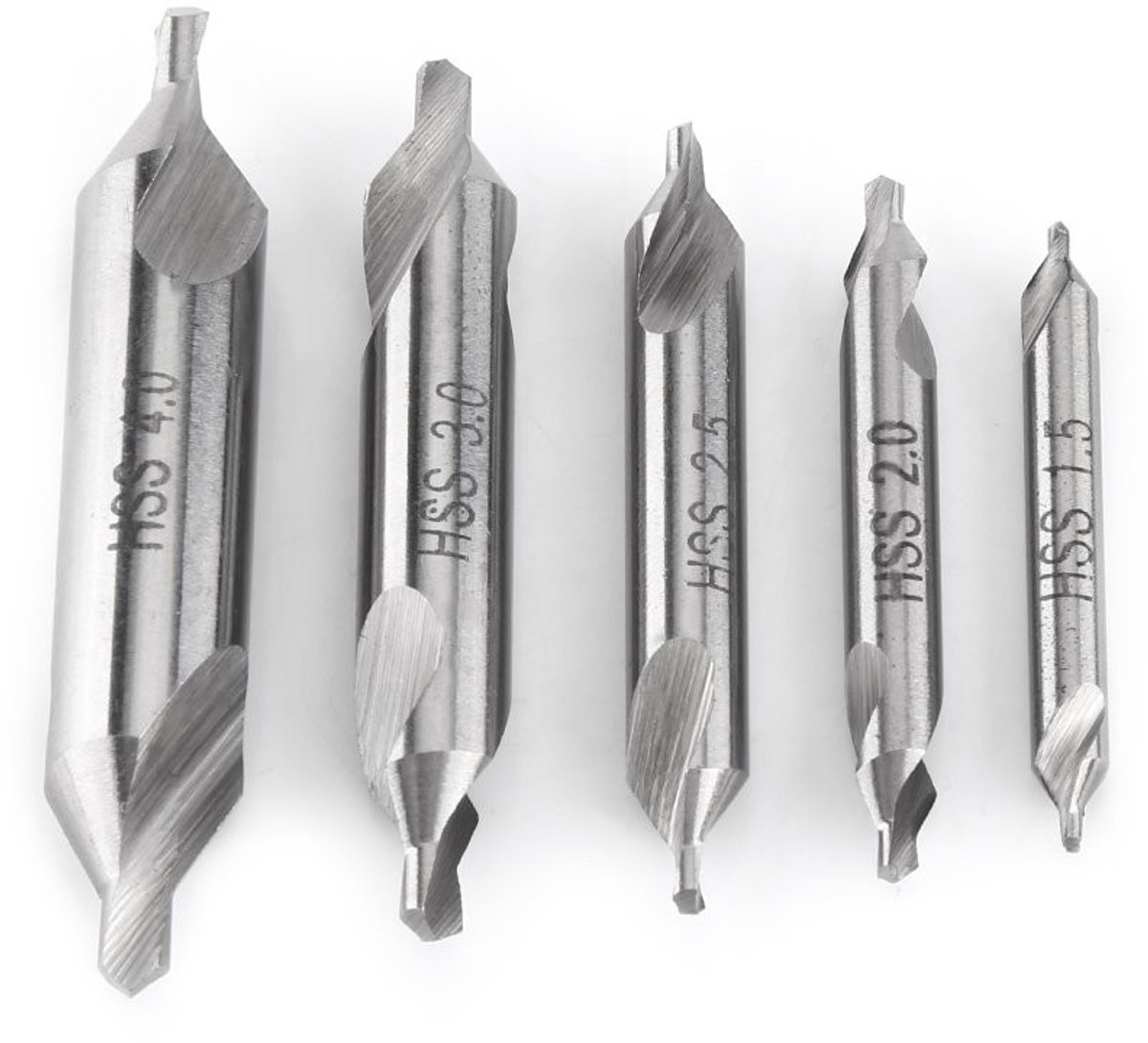 Dailygoods- Center Drill Set 5 Stuks - Dubbel Eindig - 60 Graden - Sneldraaistaal - Harde Slijtvastheid - Voor Metaalbewerking - Middenboor