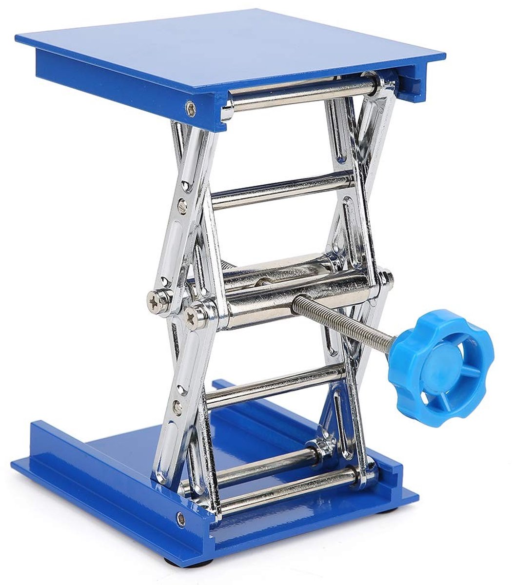JHUBERS- Lab Jack Blauw - Aluminium Lifting Platform - Verstelbaar - Stabiele Constructie - Maximaal 5 kg - Afmetingen 100 x 100 x 40 mm - Laboratoriumstatief
