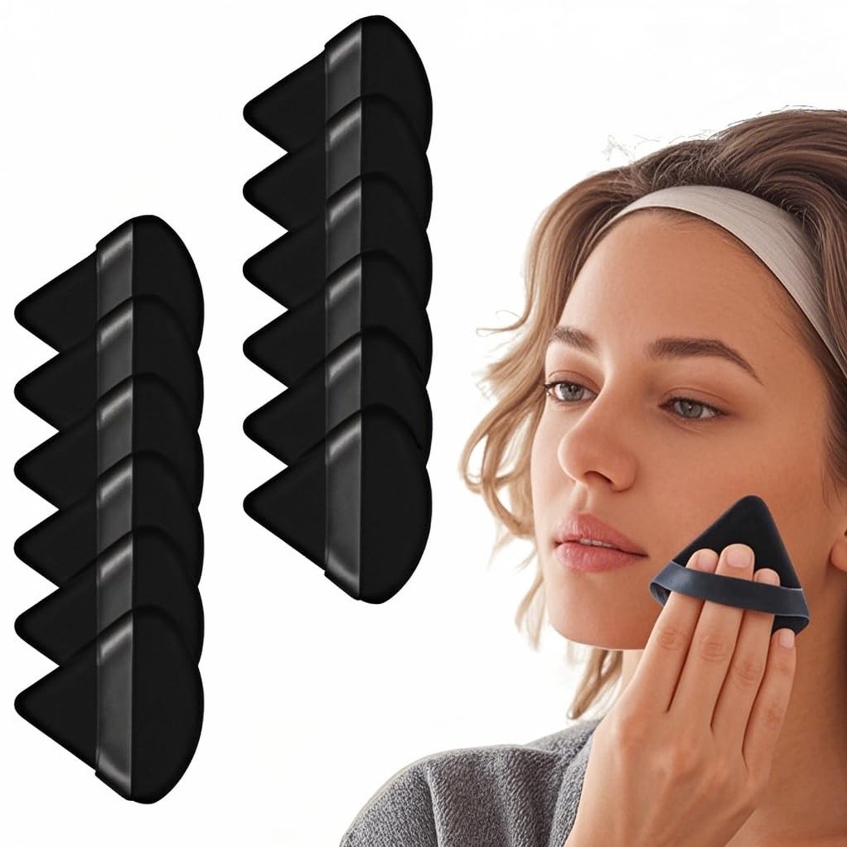 JHUBERS- Make-up Spons Wasbaar - Driehoekige Poederkwast - Zachte Make-up Tool - Multifunctioneel - Duurzaam - Hoogwaardig Materiaal