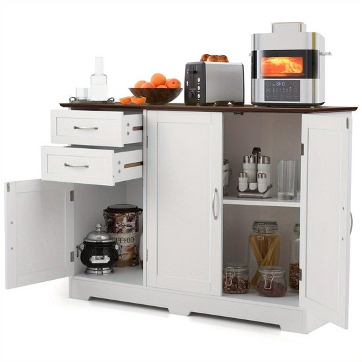 Opbergkastje – Kastje – Dressoir – Buffetkast – Keukenkast – Wit – 100x40x78 cm – Verstelb