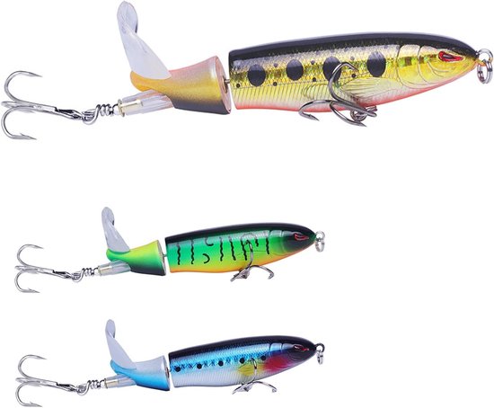 Set van 3 bionische visaas met draaiende staart, 11 cm, 15 g, ideaal voor zoetwatervissen, met haken en aantrekkelijke lures van Merkloos — afbeelding 5