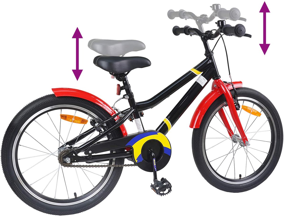 VidaXL Kinderfiets 24 Inch voor 8-12 jaar oud Zwart rood