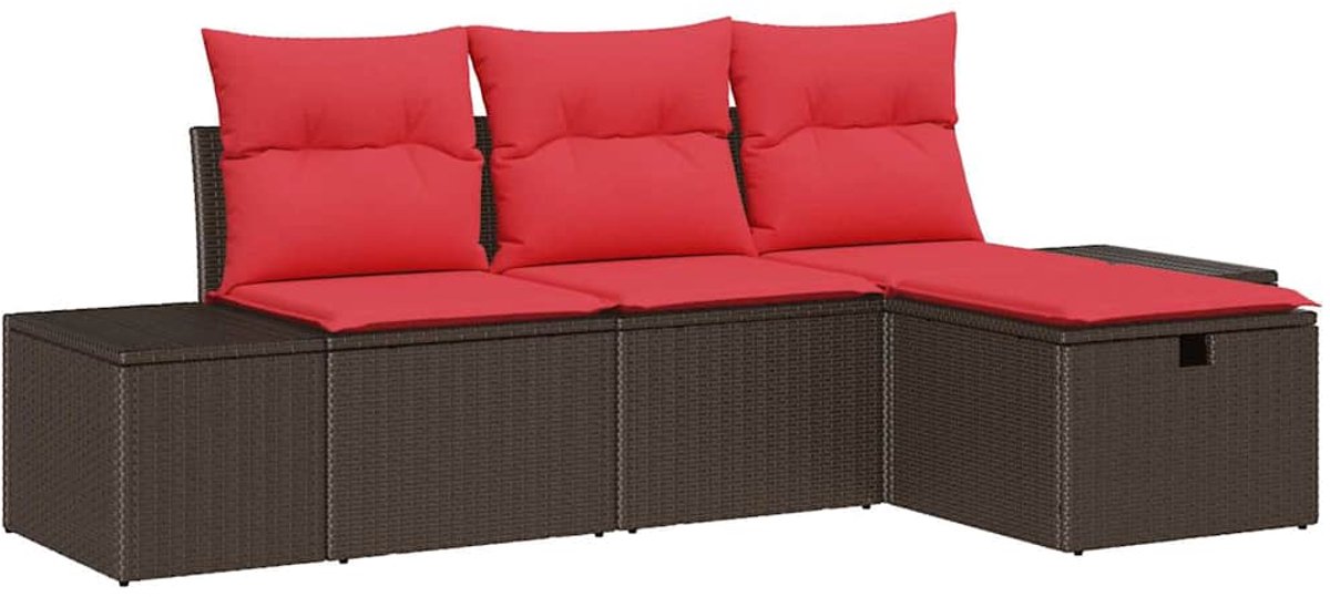 vidaXL Tuinbank - Set - 4 - st - poly - rattan Bruin