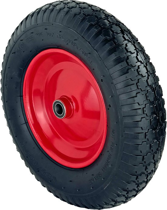 Kruiwagenwiel 390x95 mm 4.80 4.00-8 luchtbanden incl. as Reservewiel 4PR metalen velg 200 kg — afbeelding 4