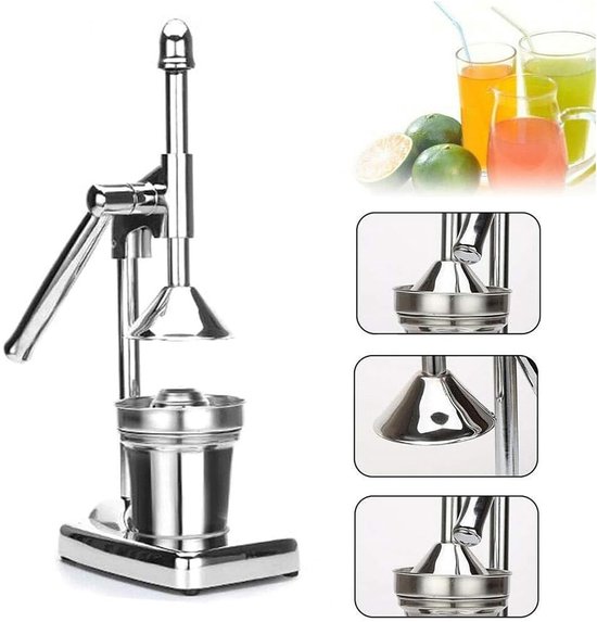 carmdering - Citruspers - Handmatige Citruspers - Sapcentrifuge - Roestvrij staal, 12,5×18,5×36,5 cm - Druppelvrij, ergonomisch handvat - Geschikt voor citroen, limoen, sinaasappel en granaatappel - Perfect voor thuis en keuken - Oranje van Carmdering — afbeelding 3