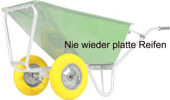 2x kruiwagenwiel lekvrij 4.80/4.00-8 met as PU stalen velg 200 kg massief rubber — afbeelding 2
