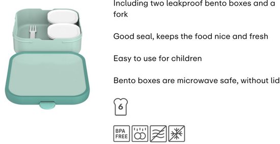 Mepal Bento Lunch Box Grand Campus - 2x 200 + 1250 ml - Comprend 2 boîtes bento amovibles et étanches et une fourchette - Stitch