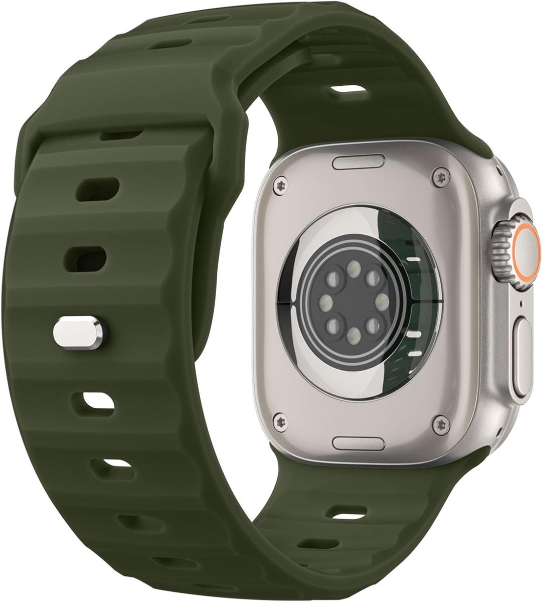 Compatibele Ocean Band voor Apple Watch Ultra 2 - Silicone Vervangband voor 49mm, 46mm, 45mm, 44mm, 42mm - Geschikt voor iWatch Series 10, 9, 8, 7, 6, 5, 4 en SE - Army Groen