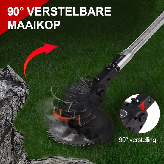 Traumheim® Accugrastrimmer, elektrische grasmaaier, met 2 accu's en oplader, 180° trimhoek, telescoopsteel & extra handgreep van Merkloos	 — afbeelding 4