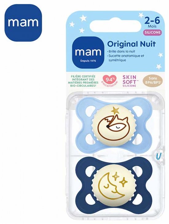 MAM 2 Originele NachtSpenen 2-6 Maanden (Modellen : Vos en maan) van Merkloos — afbeelding 2