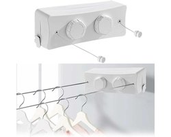 Uittrekbare waslijn 5,1 m - Onzichtbare wandmontage voor binnen en buiten - Draagvermogen tot 20 kg - Ideaal voor balkon en bijkeuken