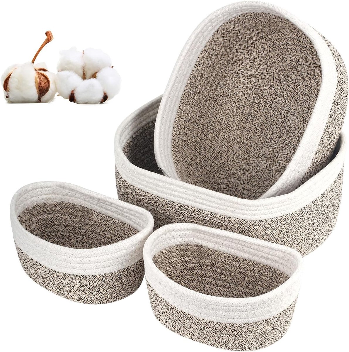 Knitted Opbergmanden van Katoen - Set van 4 - Multifunctionele Opbergdozen voor Speelgoed, Badkamer en Woonkamer