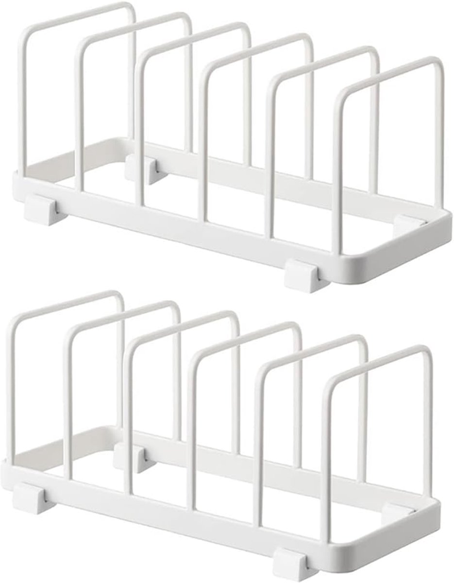 Afdruiprek – Kastorganizer – Afdruiprek – Dekselhouder – Pannenrek – Set van 2 – Wit