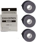 Drie rollen zwarte Skinestics kinesiotape 4-WAY nylon.