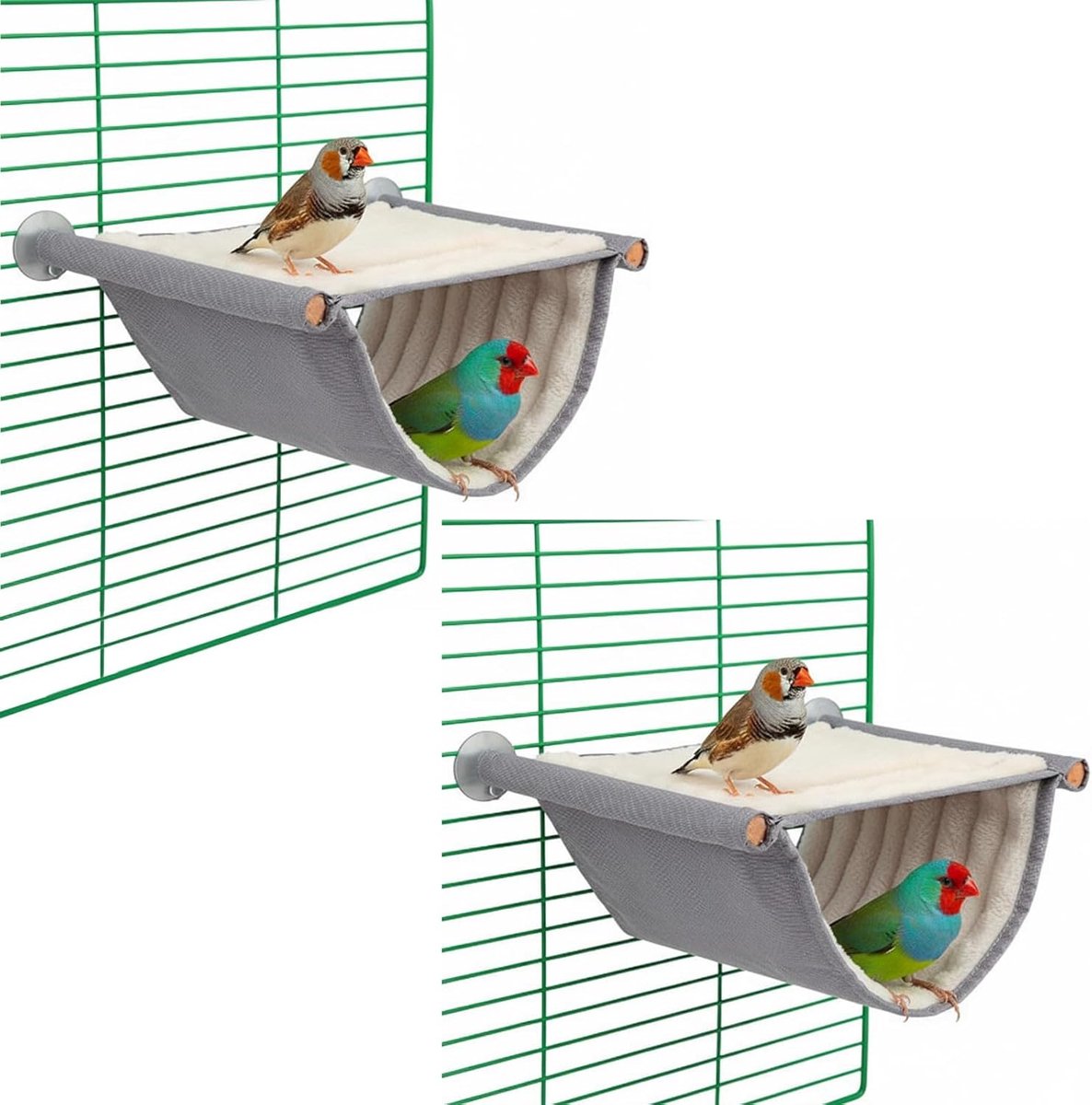 2-delige hangmatset voor vogels, accessoires voor grasparkieten, hangmatten voor grasparkieten, accessoires voor vogelkooien voor grasparkieten, comfortabel vogelspeelgoed, perfect voor kleine vogelkooien