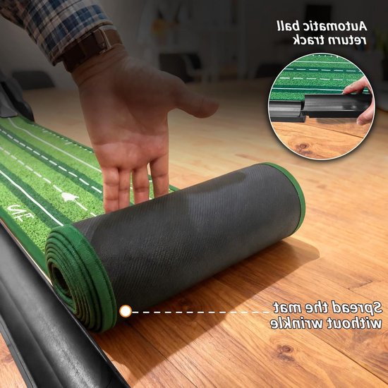 Golf Putting Mat voor Thuis en Kantoor - Indoor Oefenmat met Ball Return en Hellingsontwerp voor Perfecte Putts van GOLF — afbeelding 3