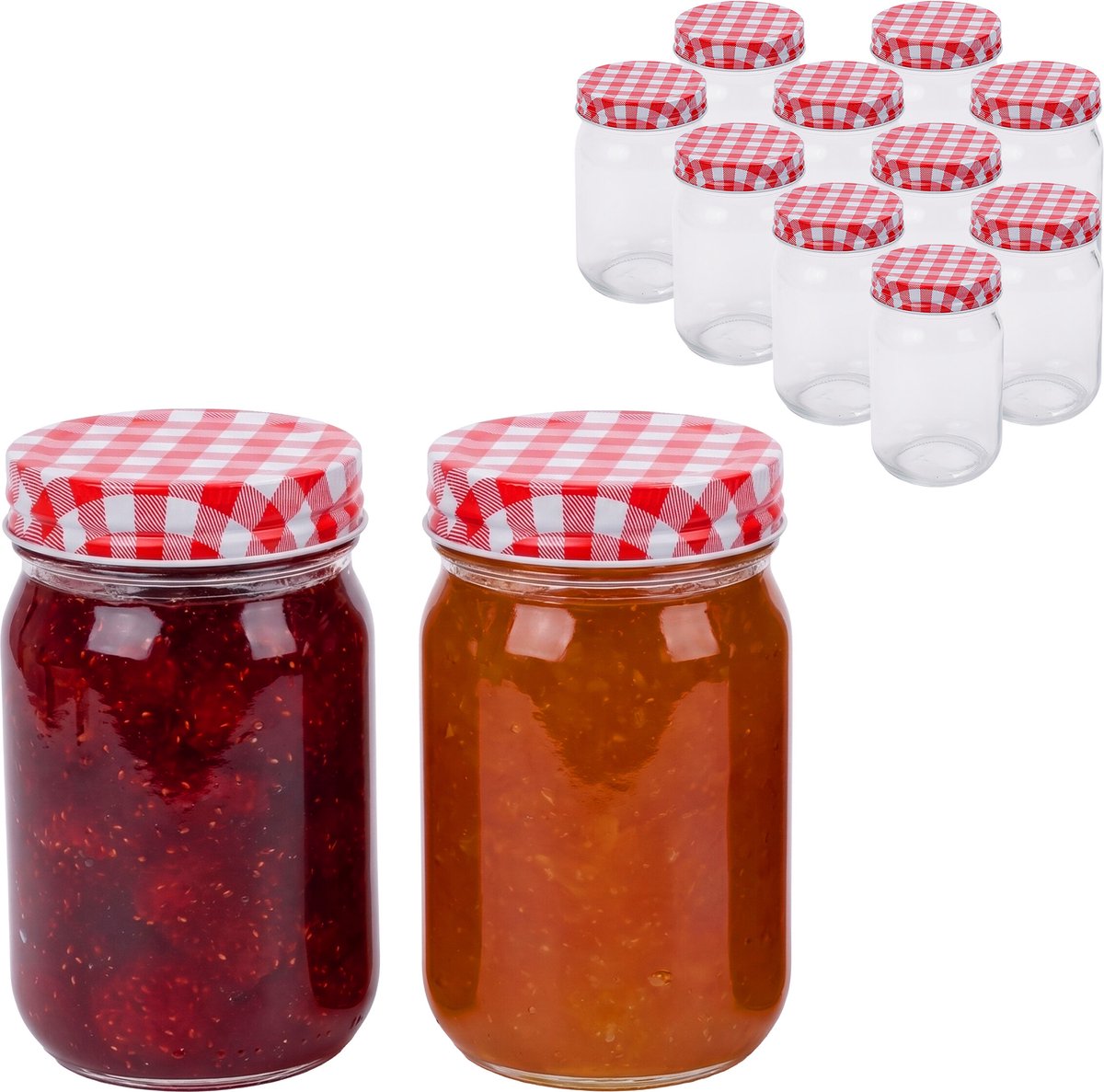 Inmaakglazen - 12 stuks - 400 ml - glas - transparant