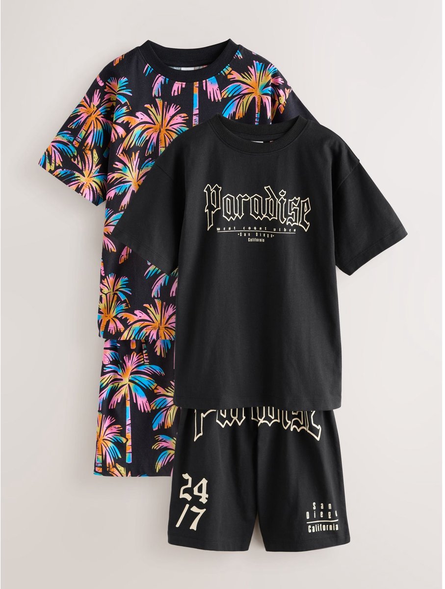Next - Jongens - Set van 2 korte pyjama's - Zwart