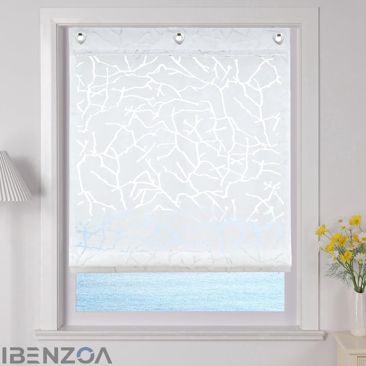 Ibenzoa Vouwgordijn - Halftransparant - 80x140 cm - Wit - Modern Design