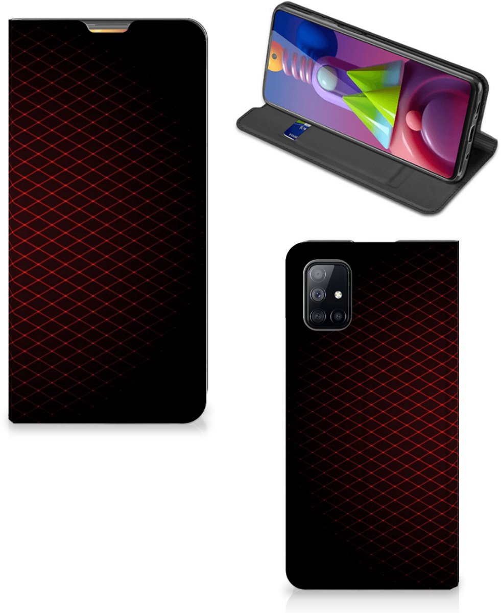 Samsung Galaxy M51 Hoesje met Magneet Geruit Rood