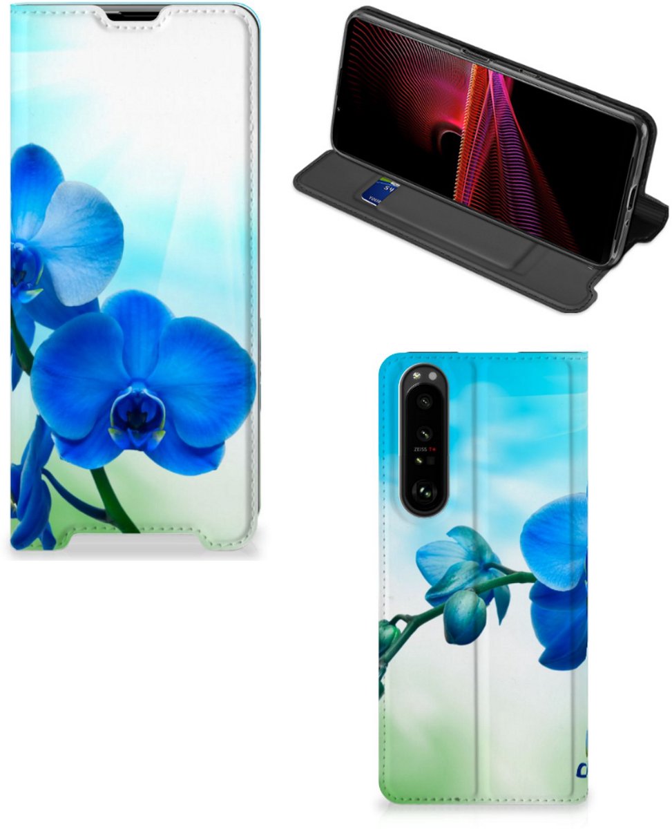 Book Case voor Sony Xperia 1 III Smart Cover Orchidee Blauw - Cadeau voor je Moeder