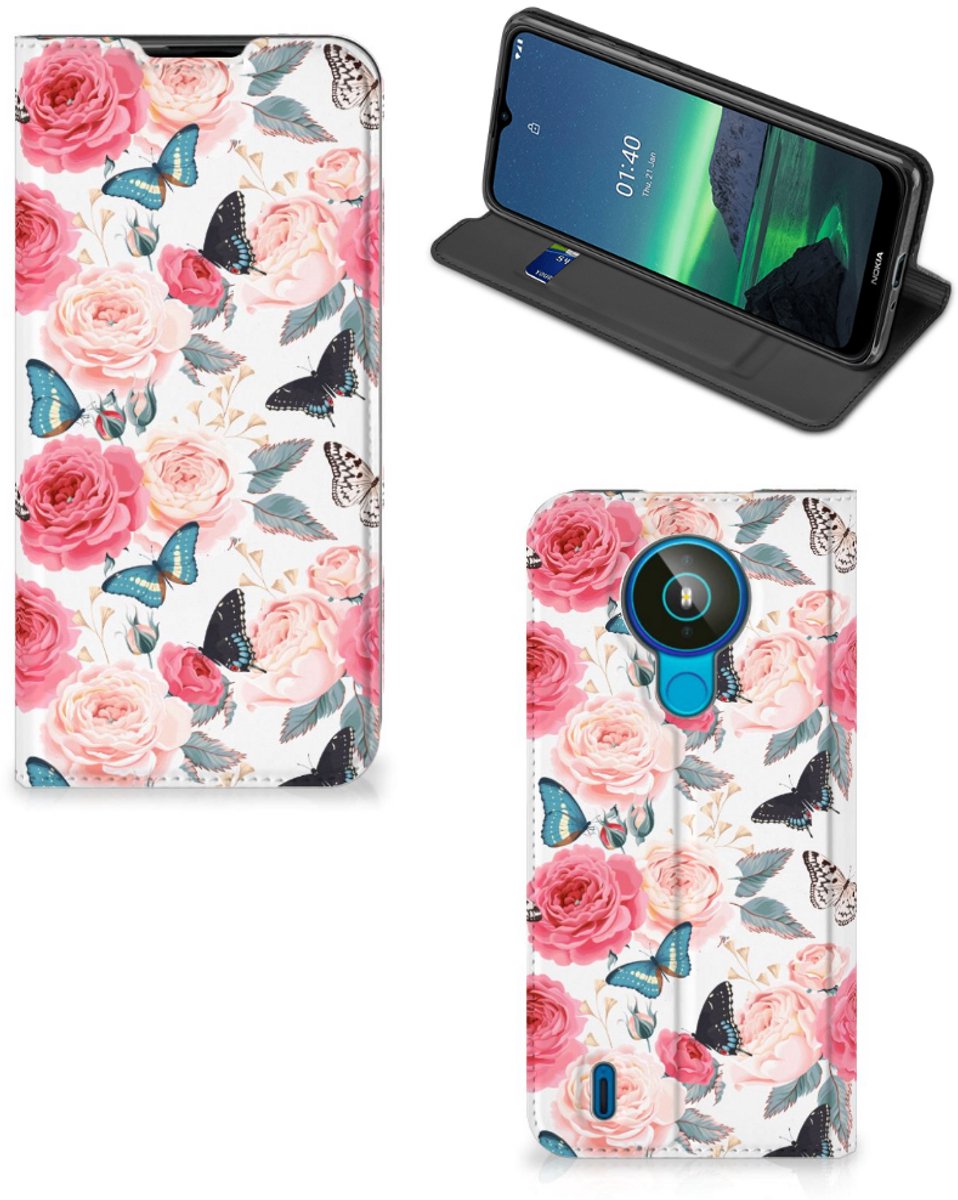 Nokia 1.4 Smart Cover Butterfly Roses