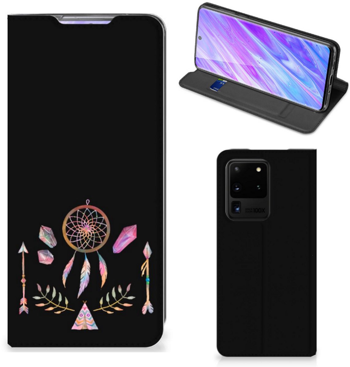 Standcase Hoesje voor Samsung Galaxy S20 Ultra Magnet Case Boho Dreamcatcher