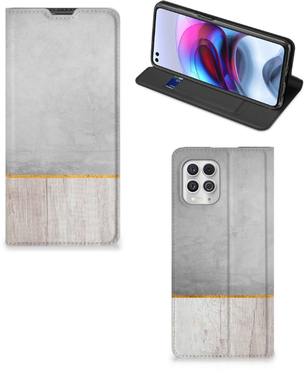 Motorola Moto G100 Book Wallet Case Wood Concrete