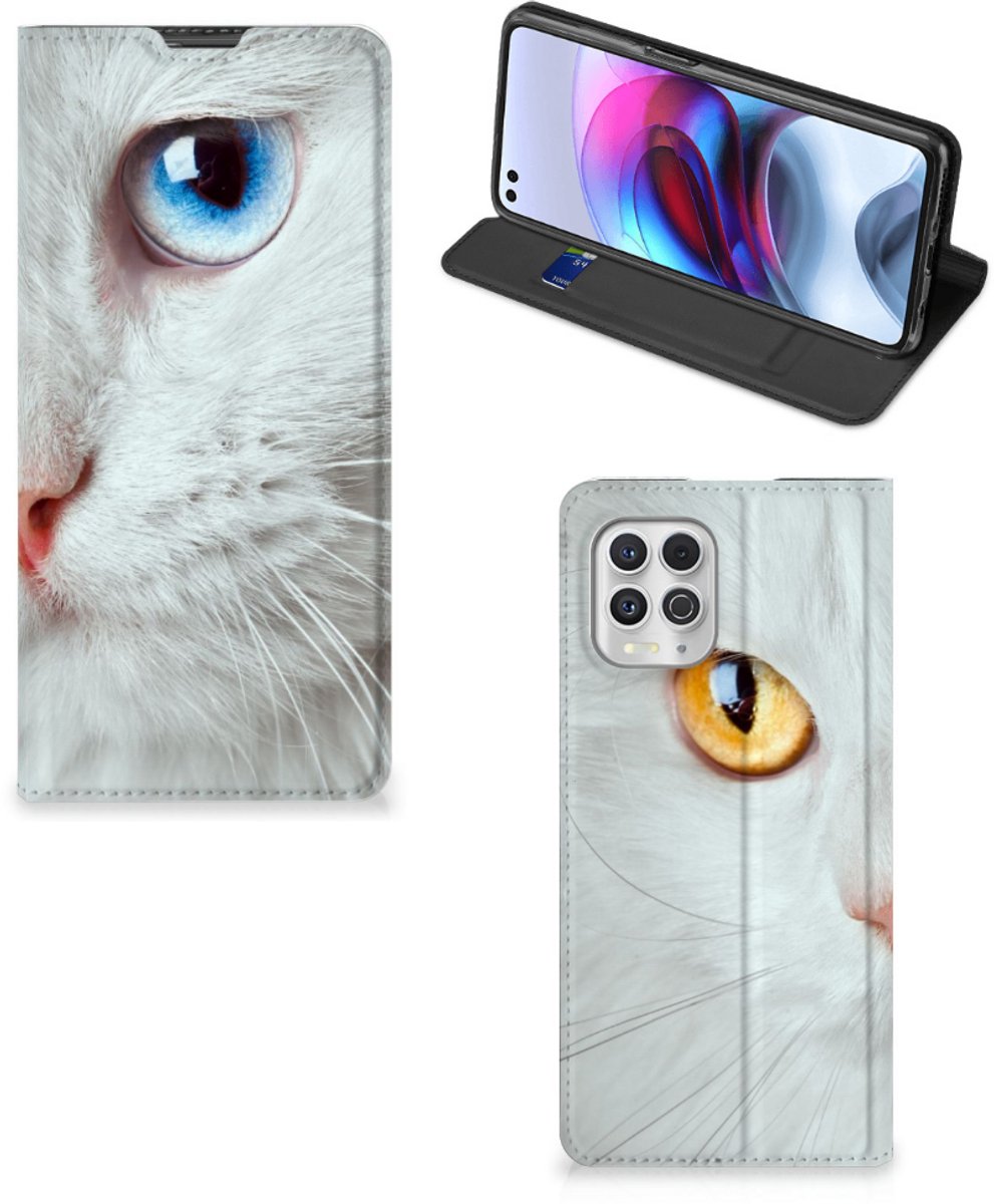 Motorola Moto G100 Hoesje maken Witte Kat
