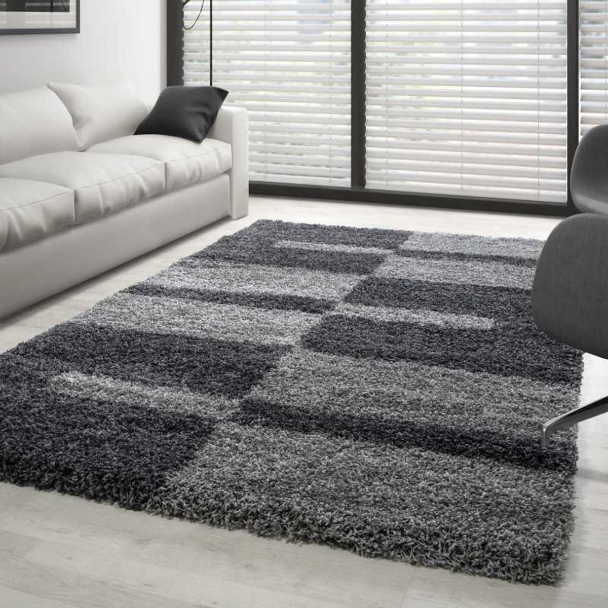 Gala Shaggy vloerkleed, lange pool, lichtgrijs 200x290 cm