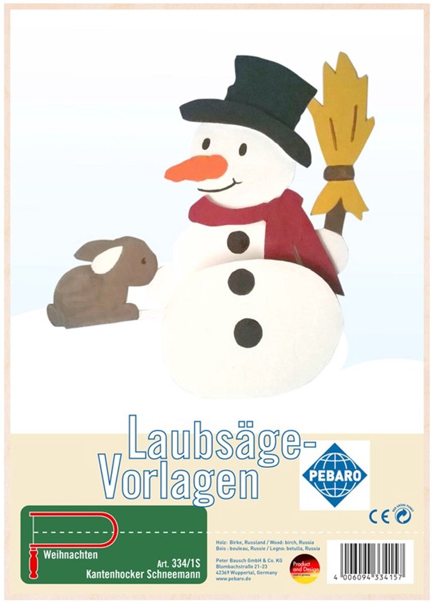 Pebaro houten bouwset sneeuwman - knutselpakket voor kinderen en volwassenen.