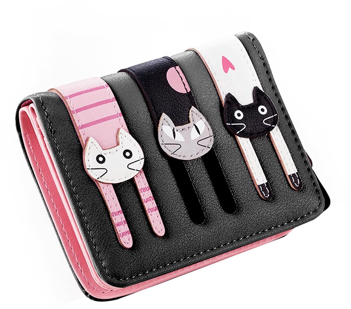 Portemonnee Heren/Dames - Schattige Kat - Mini Ritsportemonnee - Hoogwaardig PU-leer - Duurzaam - 12x9,5x3,5 cm