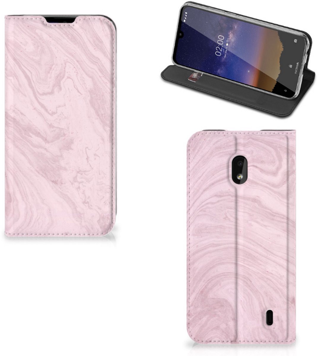 Nokia 2.2 Standcase Marble Pink - Origineel Cadeau Vriendin