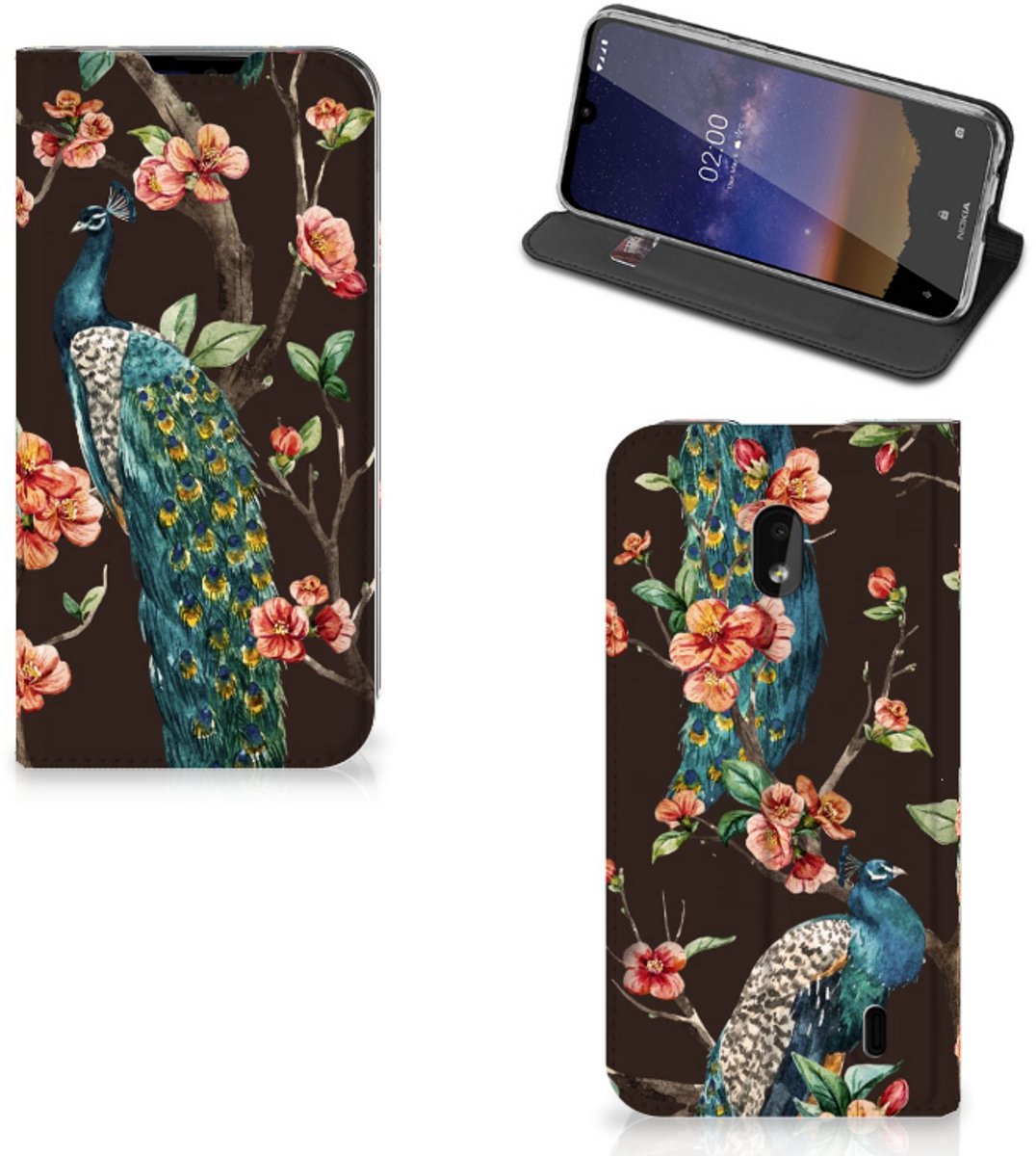 Nokia 2.2 Hoesje maken Pauw met Bloemen