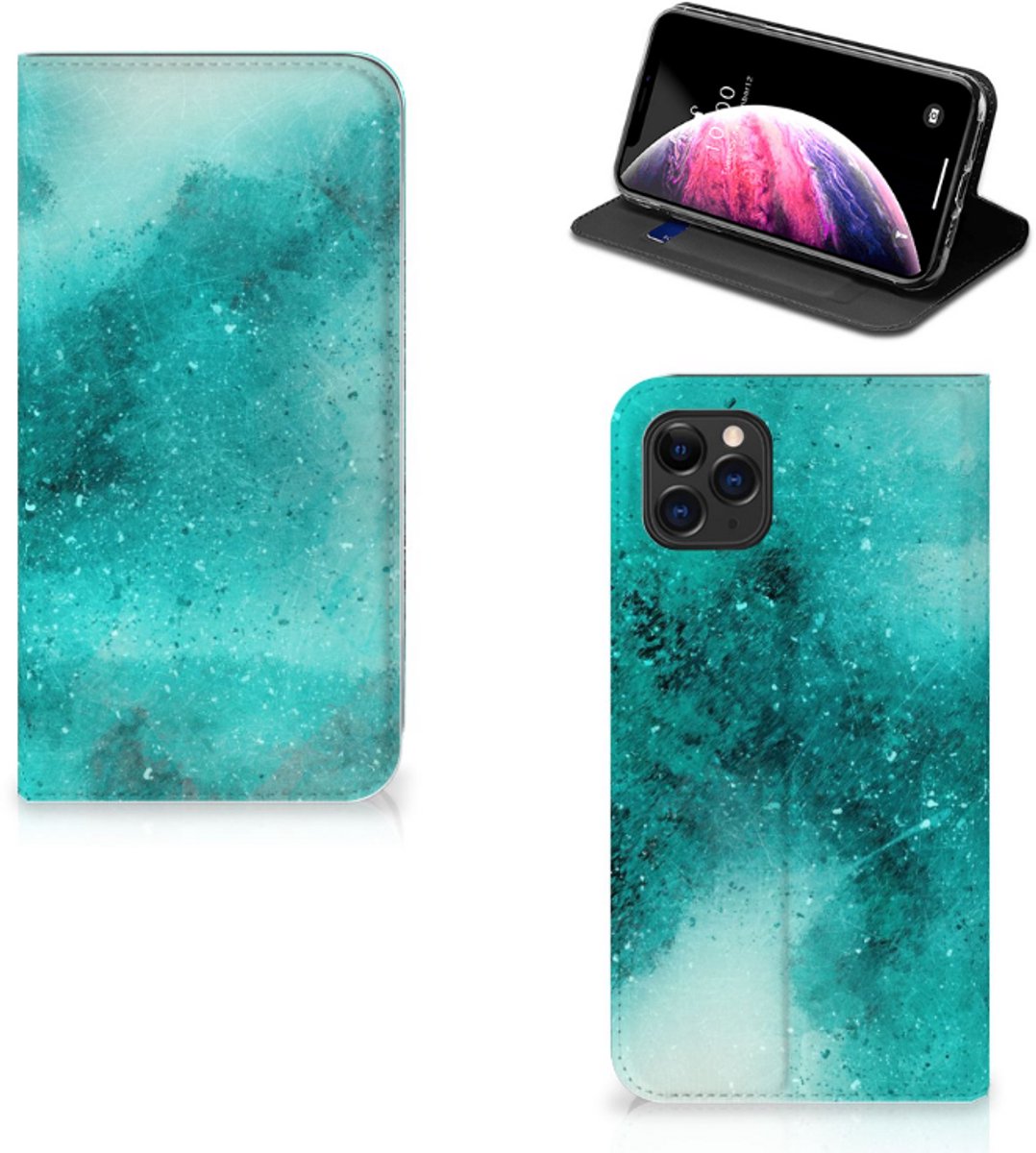 Standcase Hoesje voor Bookcase Apple iPhone 11 Pro Max Painting Blue