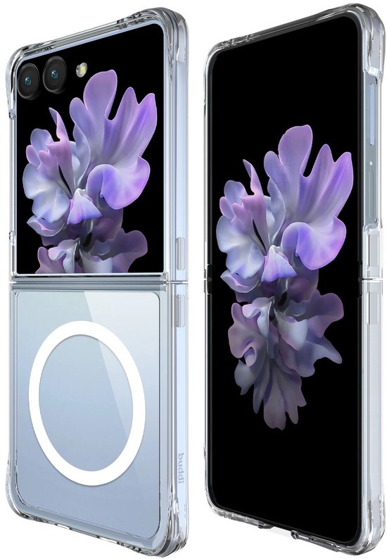 Samsung Galaxy Z Flip 7 Hoesje Buddi Core Transparant TPU Polycarbonaat MagSafe Back Cover Bescherming