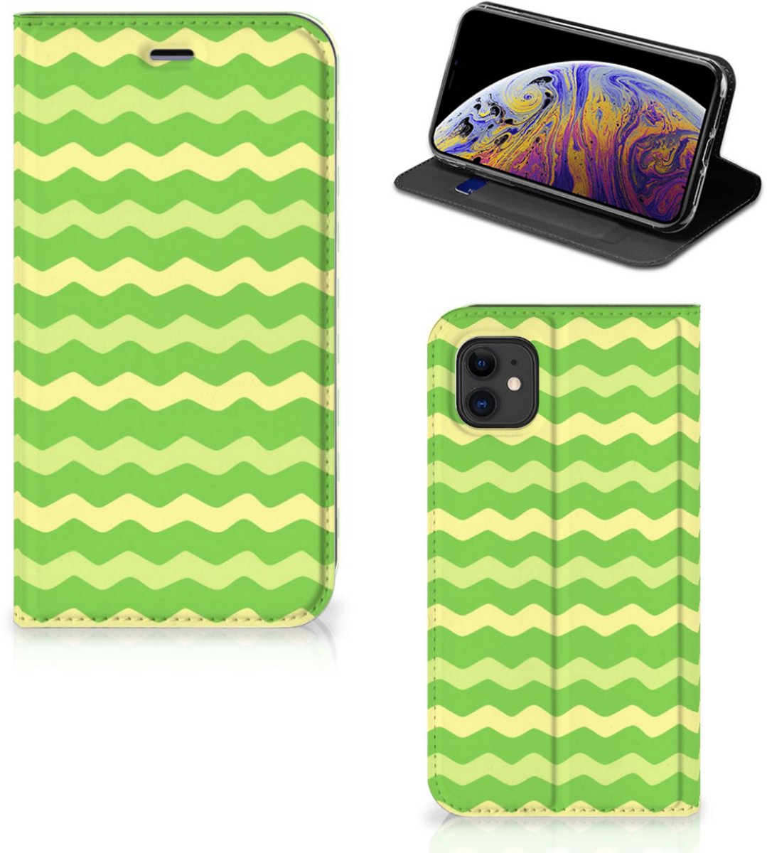Apple iPhone 11 Hoesje met Magneet Waves Green