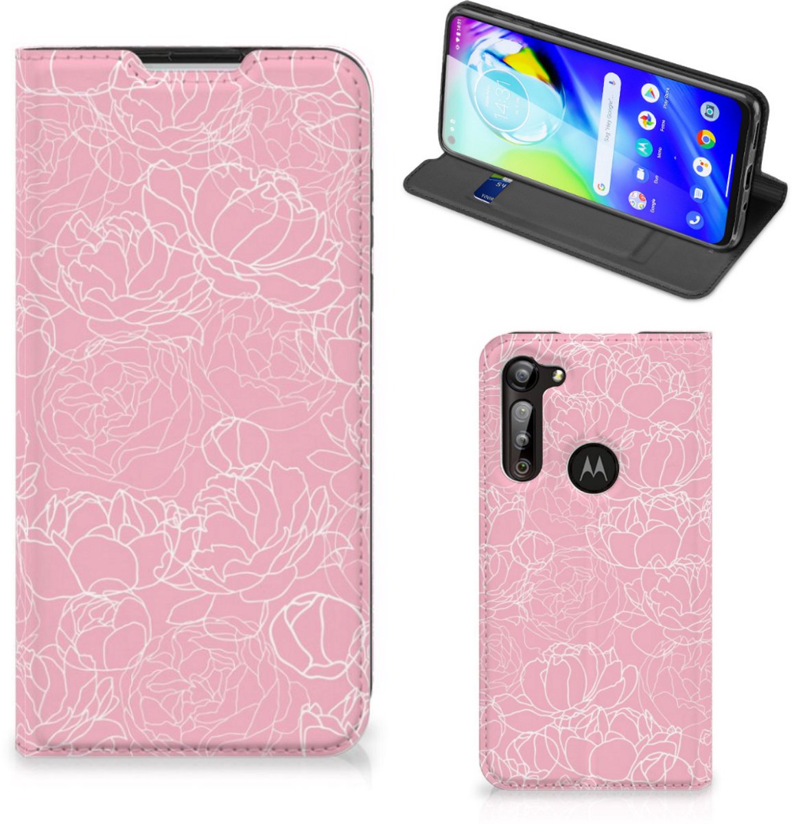 Motorola Moto G8 Power Smart Cover White Flowers