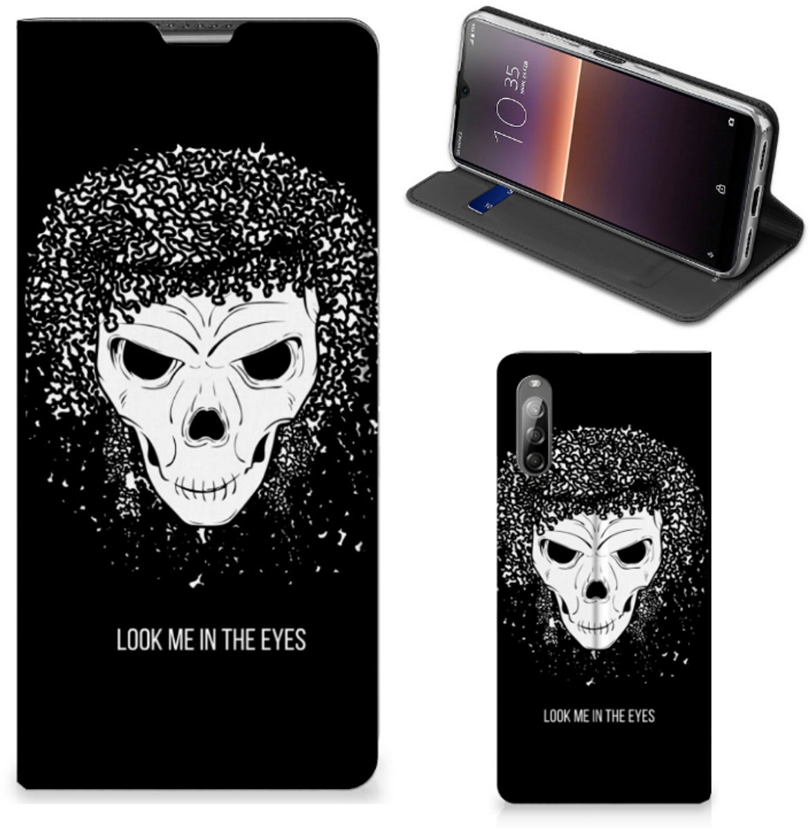 Mobiel BookCase Sony Xperia L4 Skull Hair