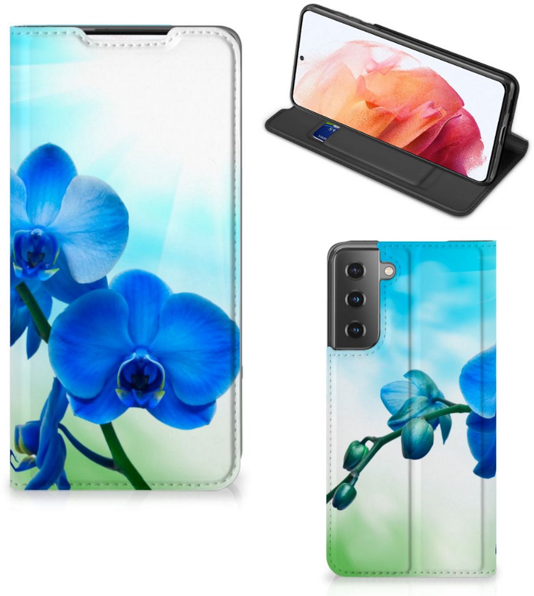 Samsung Galaxy S21 Smart Cover Orchidee Blauw - Cadeau voor je Moeder