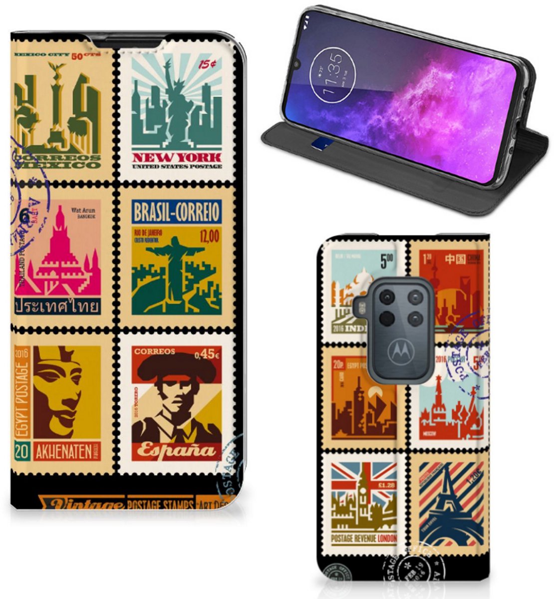 Motorola One Zoom Book Cover Postzegels