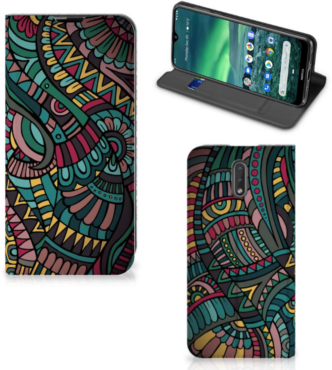 Nokia 2.3 Hoesje met Magneet Aztec